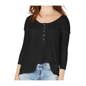 We the Free Down Under Womens size XS Oversized Grungecore Distressed Henley Top